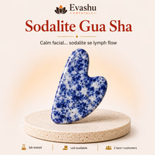 Load image into Gallery viewer, Authentic natural Sodalite Gua Sha for Calm Skincare and De-Puffing Care, shown as the main Evashu product view
