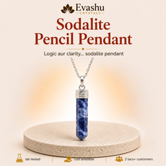 Authentic natural Sodalite Pencil Pendant for Mental Clarity and Focused Logic, shown as the main Evashu product view