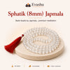 Authentic natural Sphatik Japmala 8mm Japmala for Deep Meditation and Energy Amplification, shown as the main Evashu product view