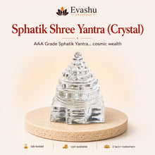 Load image into Gallery viewer, Authentic natural Sphatik Shree Yantra for Wealth Alignment and Meditation Focus, shown as the main Evashu product view
