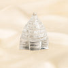 Sphatik Shree Yantra displayed fully on white silk cloth to show its natural colour, shape and finish – sphatik shree yantra crystal wealth prosperity success