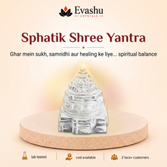 Authentic natural Sphatik Shree Yantra for Divine Energy and Home Protection, shown as the main Evashu product view