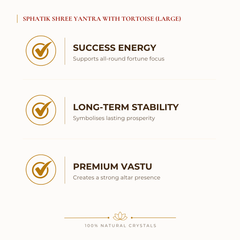 Sphatik Shree Yantra with Shree Yantra benefits for wealth attraction and prosperity intention, explained in an Evashu natural-crystal guide