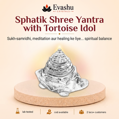 Authentic natural Sphatik Shree Yantra with Shree Yantra for Success Energy and Long-Term Stability, shown as the main Evashu product view