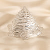 Sphatik Shree Yantra Turtle Shree Yantra displayed fully on white silk cloth to show its natural colour, shape and finish