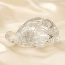Load image into Gallery viewer, Sphatik Tortoise displayed fully on white silk cloth to show its natural colour, shape and finish
