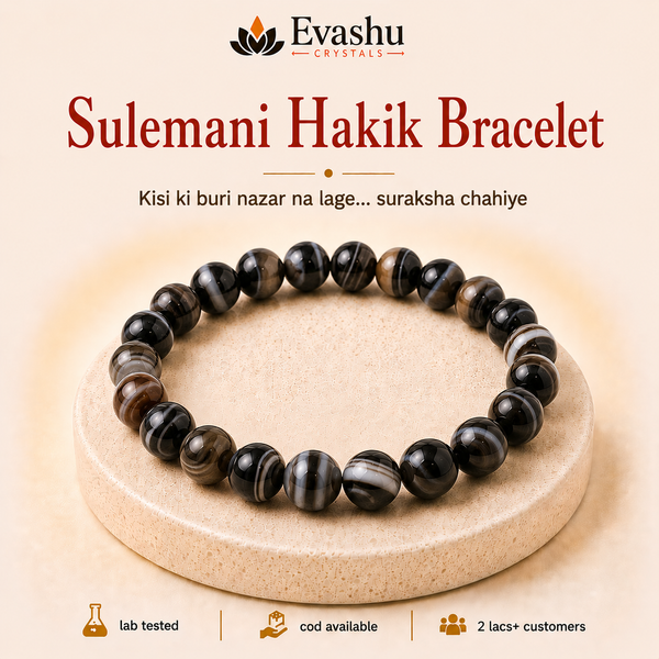 Authentic natural Sulemani Hakik Bracelet for Nazar Protection and Spiritual Shield, shown as the main Evashu product view