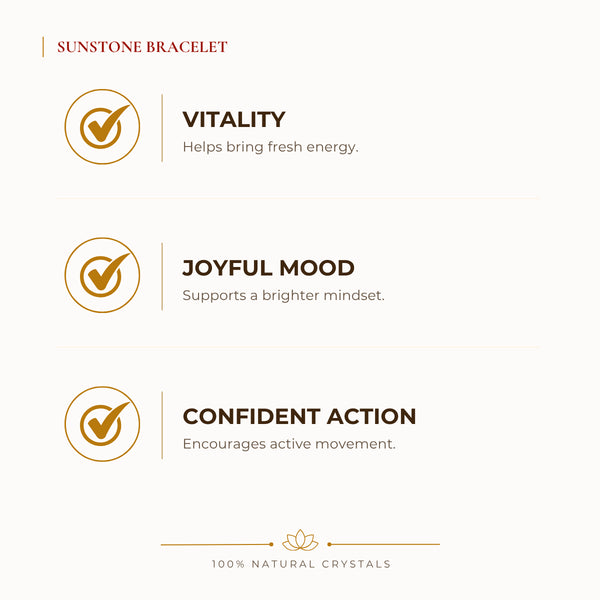 Sunstone Bracelet benefits for focus and mental clarity, explained in an Evashu natural-crystal guide