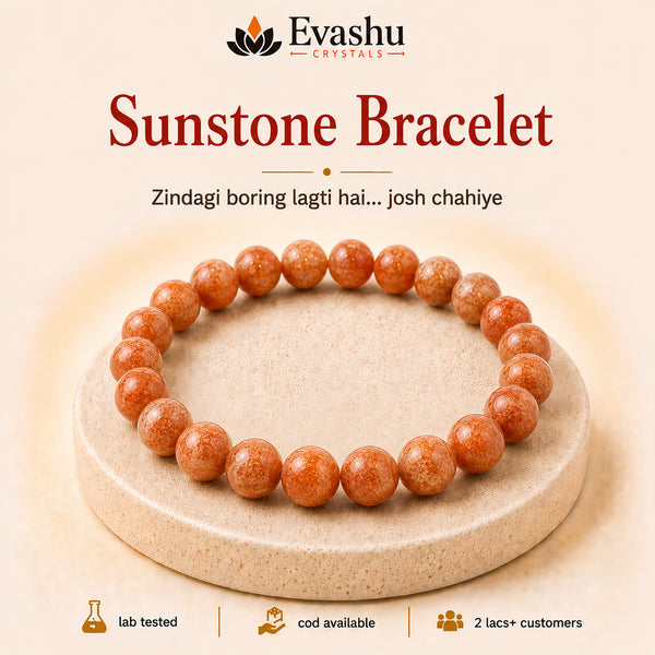 Authentic natural Sunstone Bracelet for Vitality and Joyful Mood, shown as the main Evashu product view