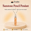 Authentic natural Sunstone Pencil Pendant for Positive Energy and Daily Confidence, shown as the main Evashu product view