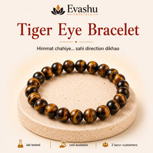 Load image into Gallery viewer, Authentic natural Tiger Eye Bracelet for Willpower and Focused Direction, shown as the main Evashu product view
