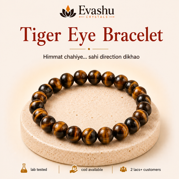 Authentic natural Tiger Eye Bracelet for Willpower and Focused Direction, shown as the main Evashu product view