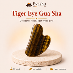 Authentic natural Tiger Eye Gua Sha for Tension Release and Contour Focus, shown as the main Evashu product view