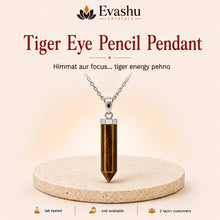 Load image into Gallery viewer, Authentic natural Tiger Eye Pencil Pendant for Courage Boost and Clear Focus, shown as the main Evashu product view
