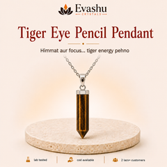 Authentic natural Tiger Eye Pencil Pendant for Courage Boost and Clear Focus, shown as the main Evashu product view