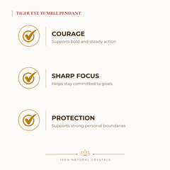 Tiger Eye Tumble Pendant benefits for focus and mental clarity, explained in an Evashu natural-crystal guide