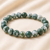 Close-up of authentic natural Tree Agate showing crystal texture, colour and craftsmanship