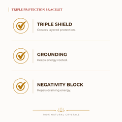 Triple Protection Bracelet benefits for nazar protection and negative-energy shielding, explained in an Evashu natural-crystal guide
