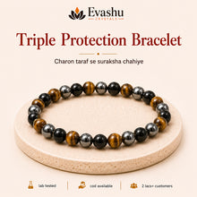 Load image into Gallery viewer, Authentic natural Triple Protection Bracelet for Triple Shield and Grounding, shown as the main Evashu product view
