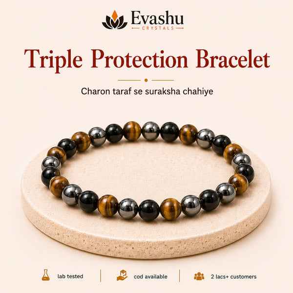 Authentic natural Triple Protection Bracelet for Triple Shield and Grounding, shown as the main Evashu product view