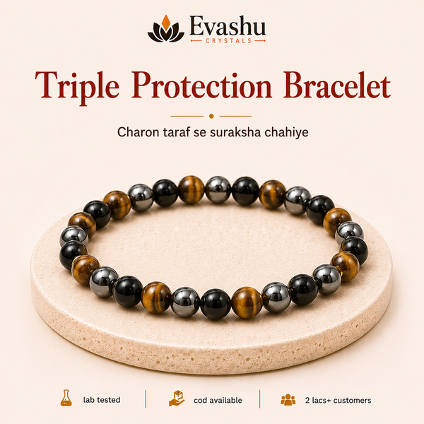 Authentic natural Triple Protection Bracelet for Triple Shield and Grounding, shown as the main Evashu product view