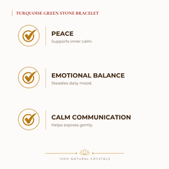 Turquoise Green Bracelet benefits for calm mind and stress relief, explained in an Evashu natural-crystal guide