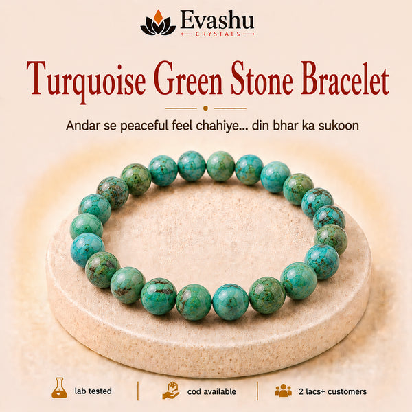 Authentic natural Turquoise Green Bracelet for Peace and Emotional Balance, shown as the main Evashu product view