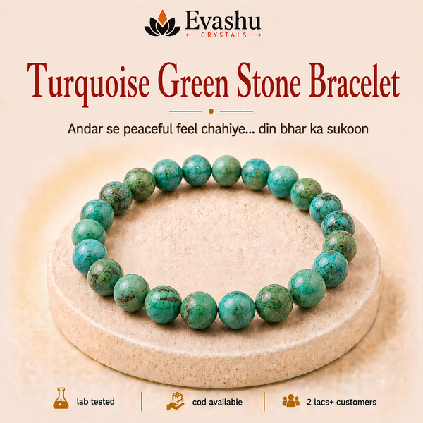 Authentic natural Turquoise Green Bracelet for Peace and Emotional Balance, shown as the main Evashu product view