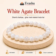 Load image into Gallery viewer, Authentic natural White Agate Bracelet for Peace and Harmony, shown as the main Evashu product view

