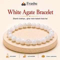 Authentic natural White Agate Bracelet for Peace and Harmony, shown as the main Evashu product view