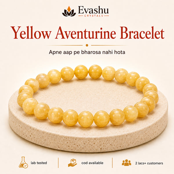 Authentic natural Yellow Aventurine Bracelet for Self-Belief and Positive Action, shown as the main Evashu product view