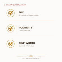 Load image into Gallery viewer, Yellow Jade Bracelet benefits for focus and mental clarity, explained in an Evashu natural-crystal guide
