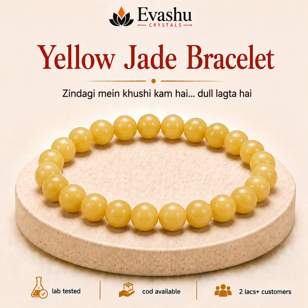 Authentic natural Yellow Jade Bracelet for Joy and Positivity, shown as the main Evashu product view