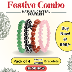 Festive combo pack of 4 natural crystal bracelets promoting positive energy and style, available for ₹999.
