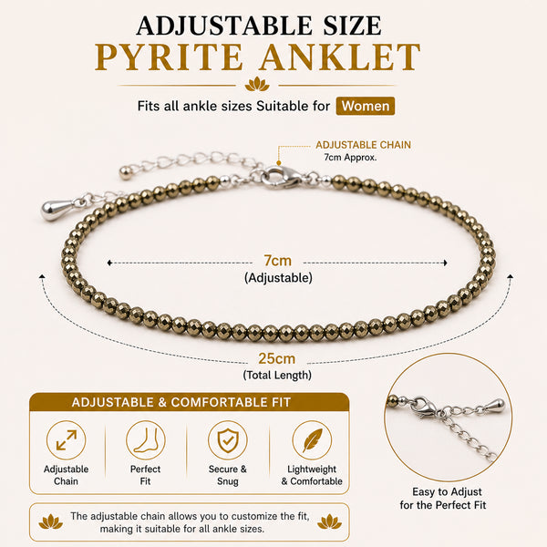 Pyrite Anklet (Pack of 2) – Natural Crystal Anklet for Confidence, Focus & Daily Wear | Minimal Jewellery for Women