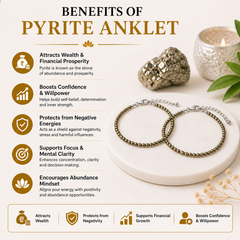 Pyrite Anklet (Pack of 2) – Natural Crystal Anklet for Confidence, Focus & Daily Wear | Minimal Jewellery for Women