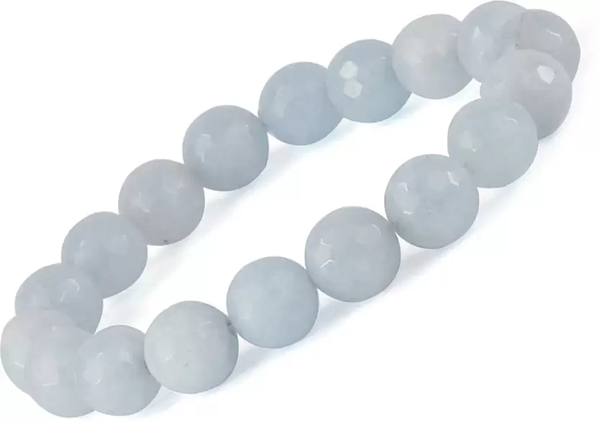 Natural Aquamarine Round Beads Stretch Bracelets, Charged by Reiki Grand Master & Vastu Expert for Unisex