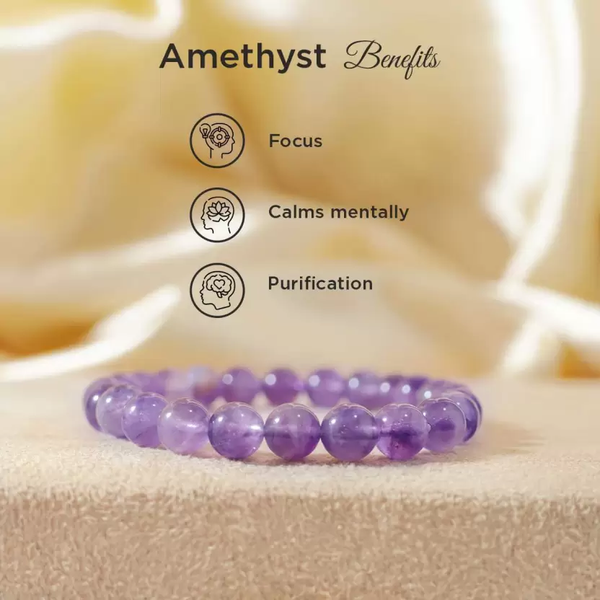 Buy Natural Amethyst Bracelet – Healing Purple Gemstone Beads for Men, Women & Kids | Reiki Energy & Spiritual Healing
