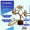 Natural Golden Pyrite Bracelet & Golden Pyrite Tree Combo Set – For Wealth, Prosperity, Growth & Protection - Front View | Natural Pyrite Crystal Bracelet for Evil Eye Protection & Negative Energy Shield