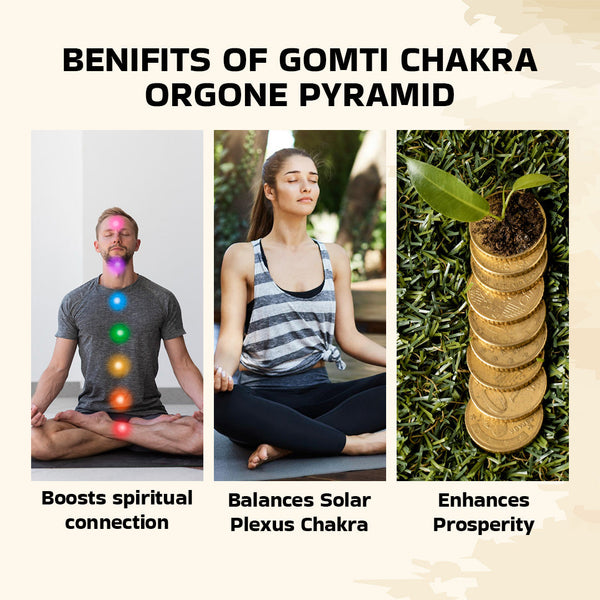 Original Gomti Chakra Orgone Pyramid - Reiki Healing, Vastu Protection & Decorative Showpiece - Lifestyle View | Natural Seven Chakra Crystal Crystal Product for Evil Eye Protection & Negative Energy Shield