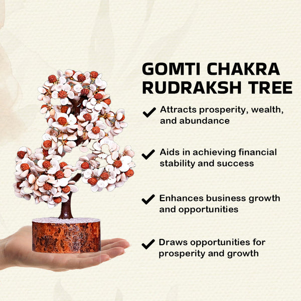 Natural & Original Gomti Chakra Crystal Tree – Wealth, Abundance & Prosperity | Showpiece for Home & Office - Side View | Natural Seven Chakra, Rudraksha Crystal Crystal Tree for Evil Eye Protection & Negative Energy Shield