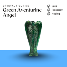 Load image into Gallery viewer, Green Aventurine Angel figurine with smooth carved finish symbolizing luck, prosperity and healing.
