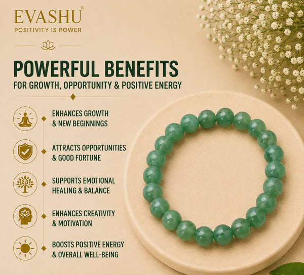 Green Aventurine Bracelet – Natural Beaded Bracelet for Health, Balance & Everyday Wear | Unisex Crystal Jewellery - Close Up Detail Texture | Natural Green Aventurine, Seven Chakra Crystal Bracelet for Wealth & Abundance