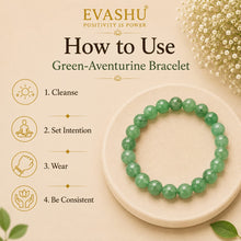 Load image into Gallery viewer, Green Aventurine Bracelet – Natural Beaded Bracelet for Health, Balance &amp; Everyday Wear | Unisex Crystal Jewellery - Side View | Natural Green Aventurine, Seven Chakra Crystal Bracelet for Wealth &amp; Abundance
