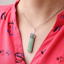 Load image into Gallery viewer, Green Aventurine Pendant – Healing Pencil Necklace for Prosperity, Luck &amp; Positive Energy - Scale Reference | Natural Green Aventurine, Seven Chakra Crystal Pendant for Wealth &amp; Abundance
