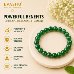 Green Jade Bracelet – Natural Stone Bracelet for Balance, Prosperity & Everyday Wear | Unisex Crystal Jewellery - Close Up Detail Texture | Natural Green Jade, Seven Chakra Crystal Bracelet for Wealth & Abundance
