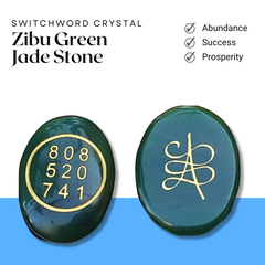 Green Jade Zibu Coin – Healing Stone for Wealth, Prosperity & Emotional Balance - Front View | Natural Green Jade, Seven Chakra Crystal Raw Crystal for Evil Eye Protection & Negative Energy Shield