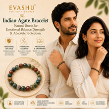 Load image into Gallery viewer, Indian Agate Bracelet – Natural Stone Bracelet for Balance, Grounding &amp; Everyday Wear | Unisex Crystal Jewellery - On Hand View | Natural Crystal Bracelet for Chakra Balance &amp; Energy Alignment
