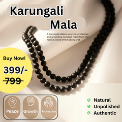 Powerful Karungali Mala for Protection, Success & Mental Strength - Front View | Natural Crystal Ring for Evil Eye Protection & Negative Energy Shield