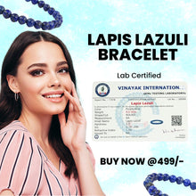 Load image into Gallery viewer, Spiritual Connection &amp; Confidence: Original Blue Lapis Lazuli Round Beaded Bracelet for Unisex - Lifestyle View | Natural Lapis Lazuli, Seven Chakra Crystal Bracelet for Success, Confidence &amp; Career Growth
